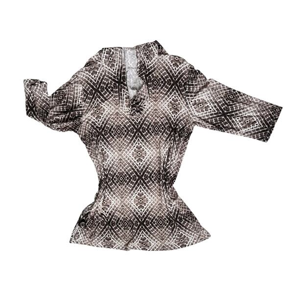 Porto Cruz Swimsuit Cover Up Small Black White Diamond Print Hooded Beach Shirt - Picture 9 of 10